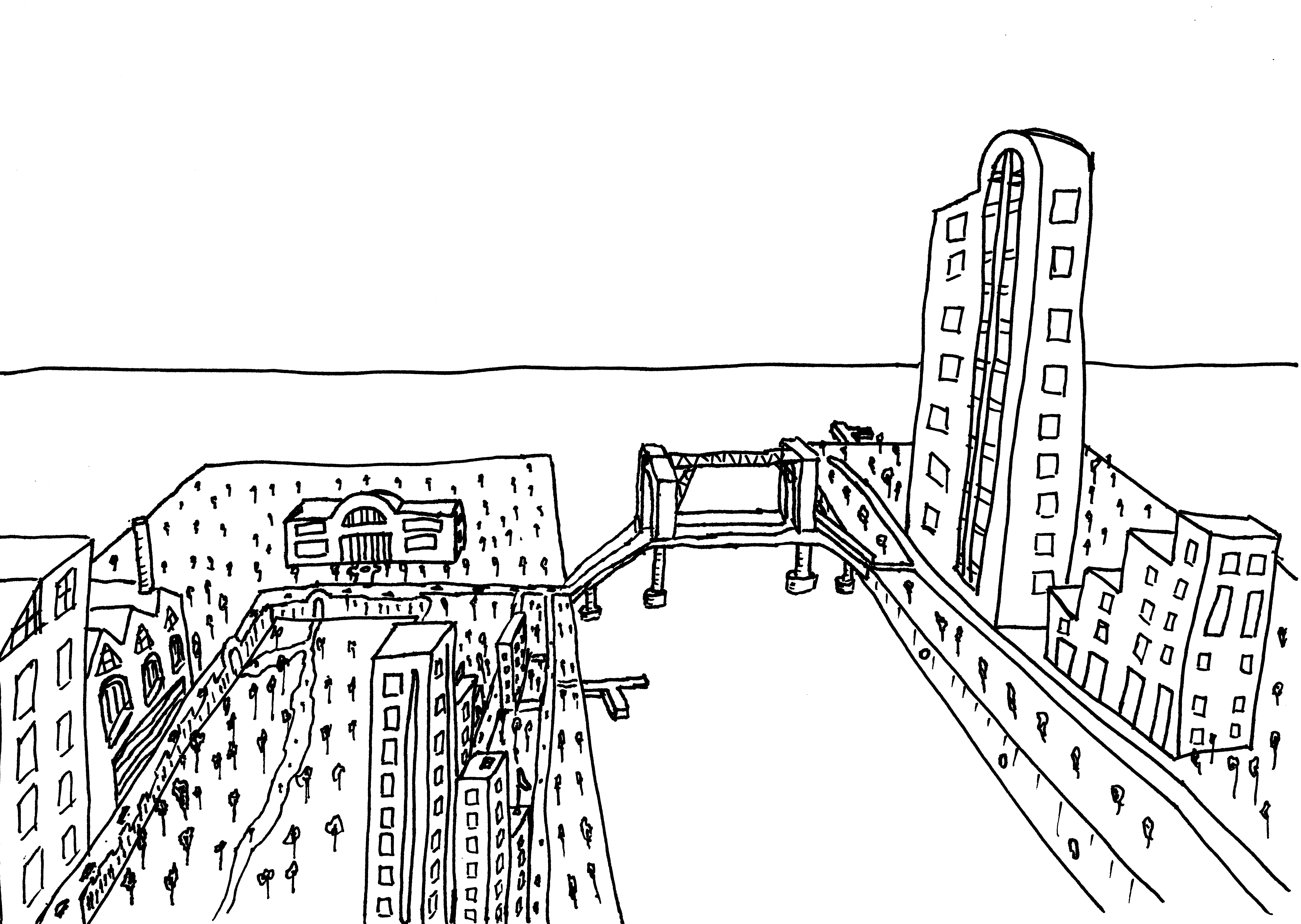 Fictional Cityscape 001 Line